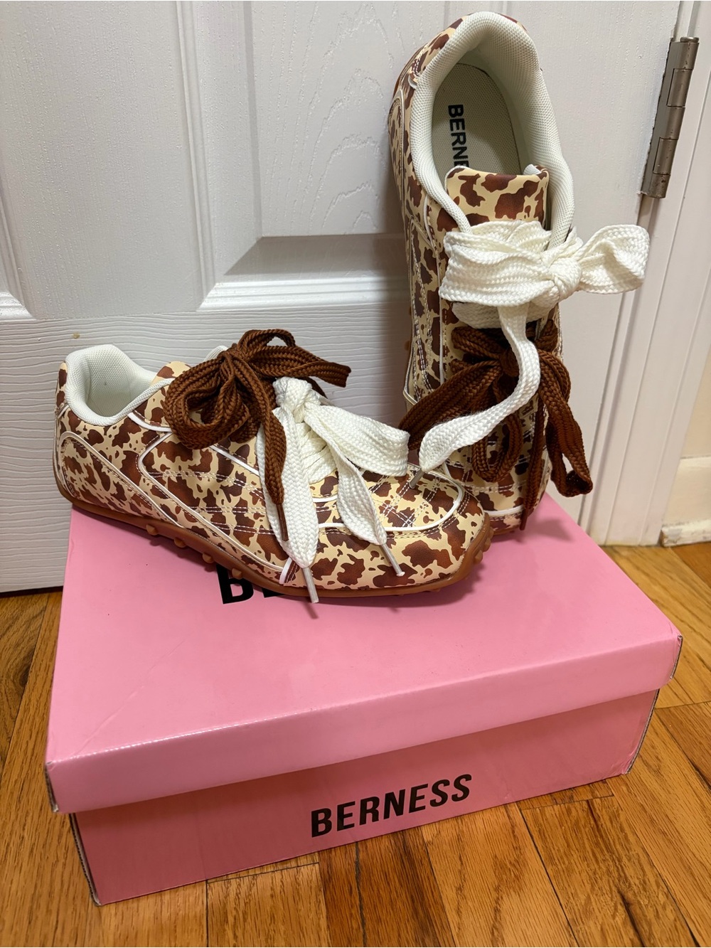 Bernees Brown and Cream Leopard Sneakers